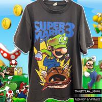 เสื้อยืดผ้าฟอกสีดำ SUPER MARIO