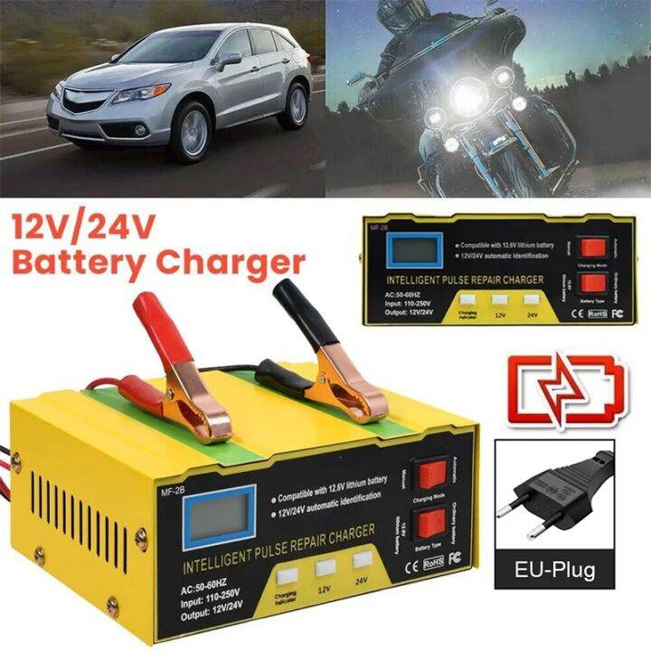 Charger Aki Mobil Motor Portable Automatic Smart Intelligent Chip 12V 24V 6105A 180W Otomatis