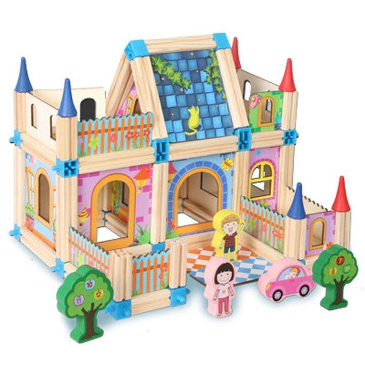 ตัวต่อไม้สร้างบ้านเสริมพัฒนาการ-128ชิ้น-master-of-architecture-building-blocks-wooden-toys-ตัวต่อไม้