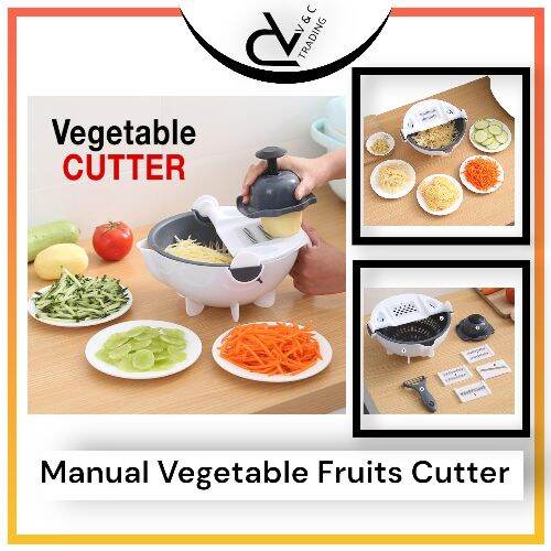 Manual Vegetable Cutter Fruits Slicer Heavy Duty Chopper Cutter 9 in 1