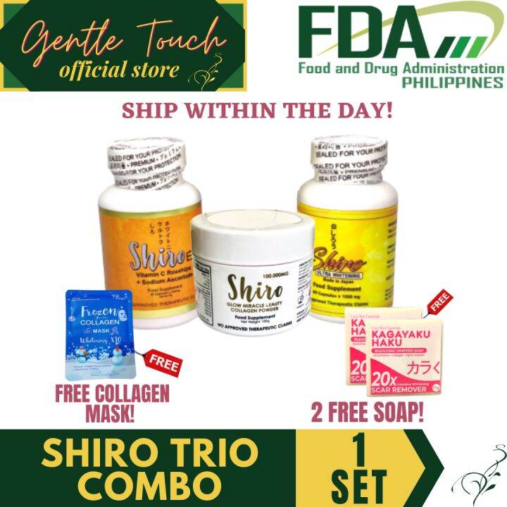 SHIRO GLUTA SET whitening capsule with FREE kagayaku Soap Glutathione ...