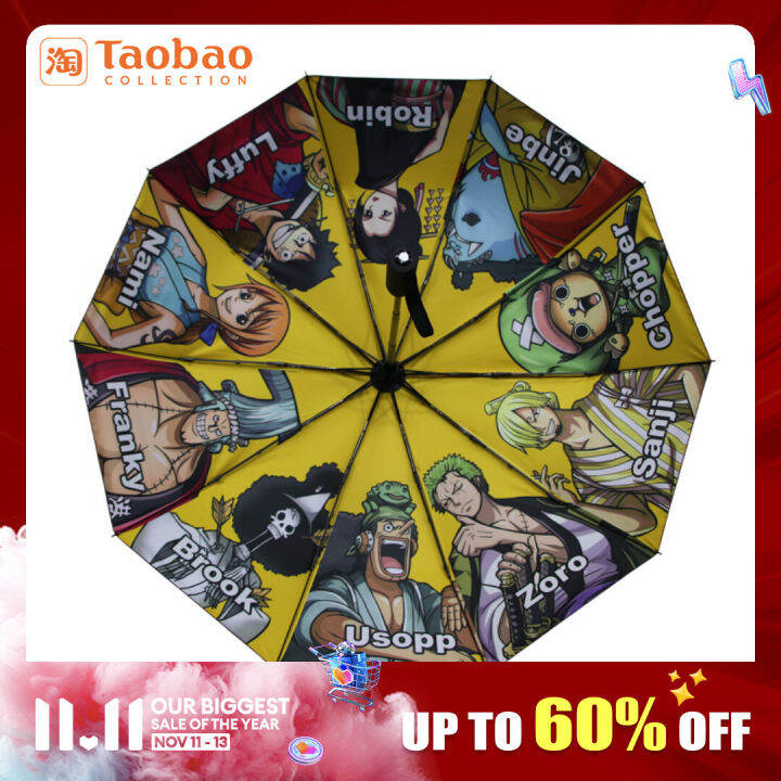 Anime One Piece Umbrella Ten-Bone Automatic Vinyl Parasol Cartoon Luffy ...