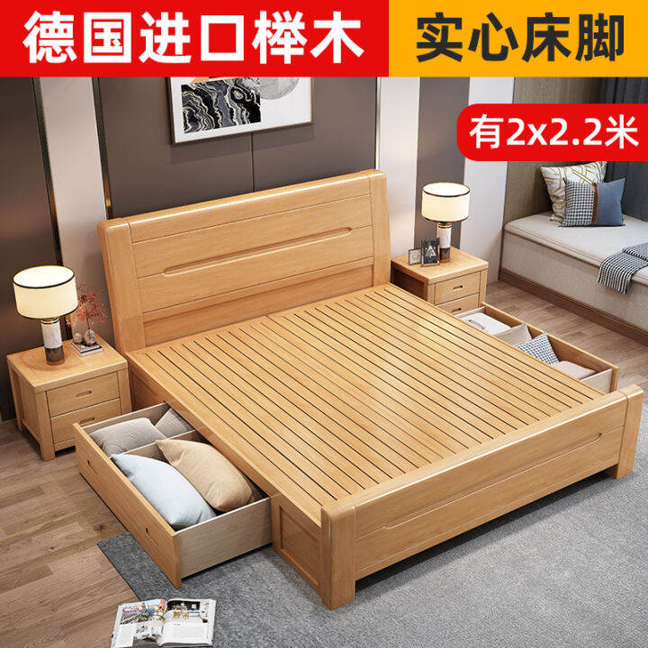 Beech Solid Wood Bed Factory Direct Sales 1 M 5 Thickened Log Style Bed