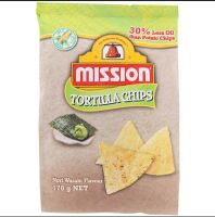มิสชั่น ตอติญ่าอบกรอบรสสาหร่ายวาซาบิ Mission Tortilla Chips Nori Wasabi 170g.