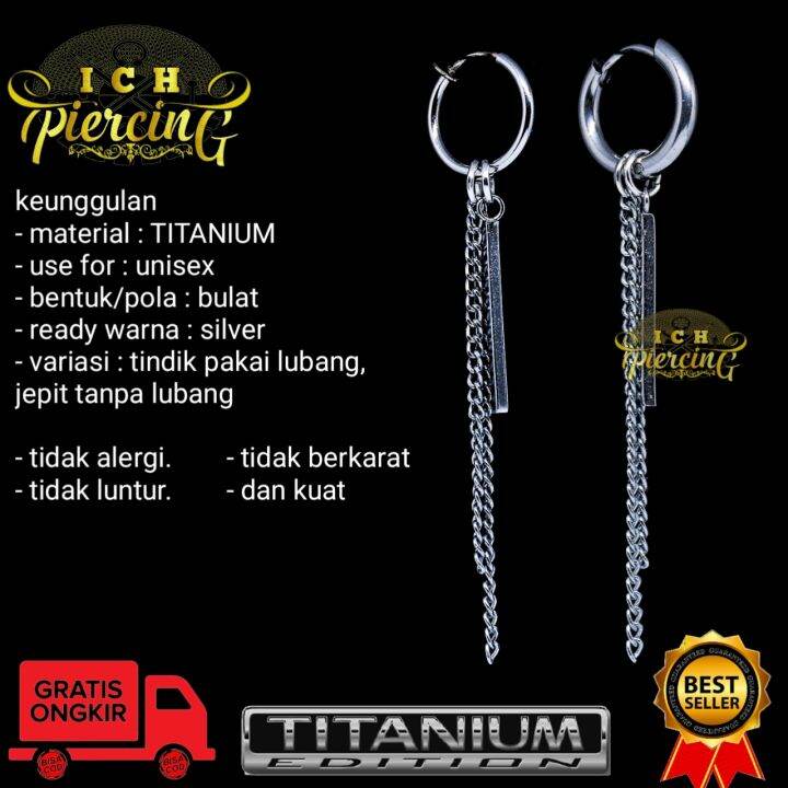 anting tindik dan jepit model batang rante dobel / anting tindik dan