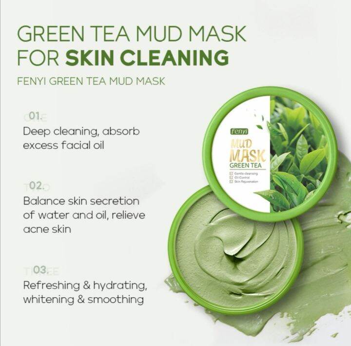 มาร์คโคลนสูตรชาเขียว-มีดินเกาลินดูดซับสิ่งสกปรก-green-tea-mud-mark-100g