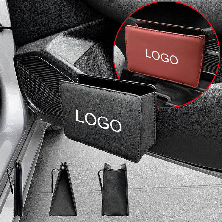 Car Trash Can Foldable Car Door Side Seat Back Hanging Leather Storage Box Garbage Cans Trash