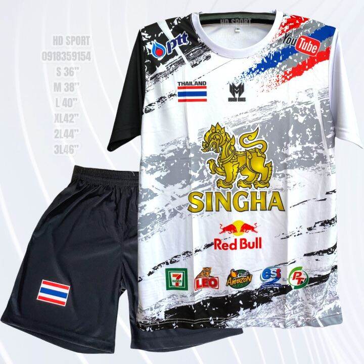 เสื้อกีฬาพิมพ์ลายสิงห์คอกลมga-3-กางเกงเฟ็กธงชาติ