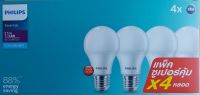 หลอดไฟ Philips  LED Bulb Essential 11w. E27 daylight  แสงขาว (แพ็ค 4 ดวง)