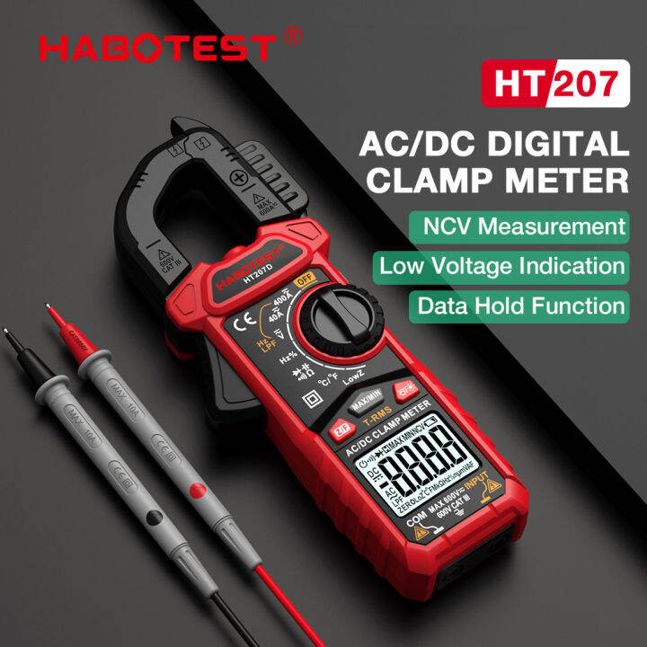 Habotest Ht207 Clamp Meter 200mv-400a Ac Dc Multimeter Hertz Clamp 