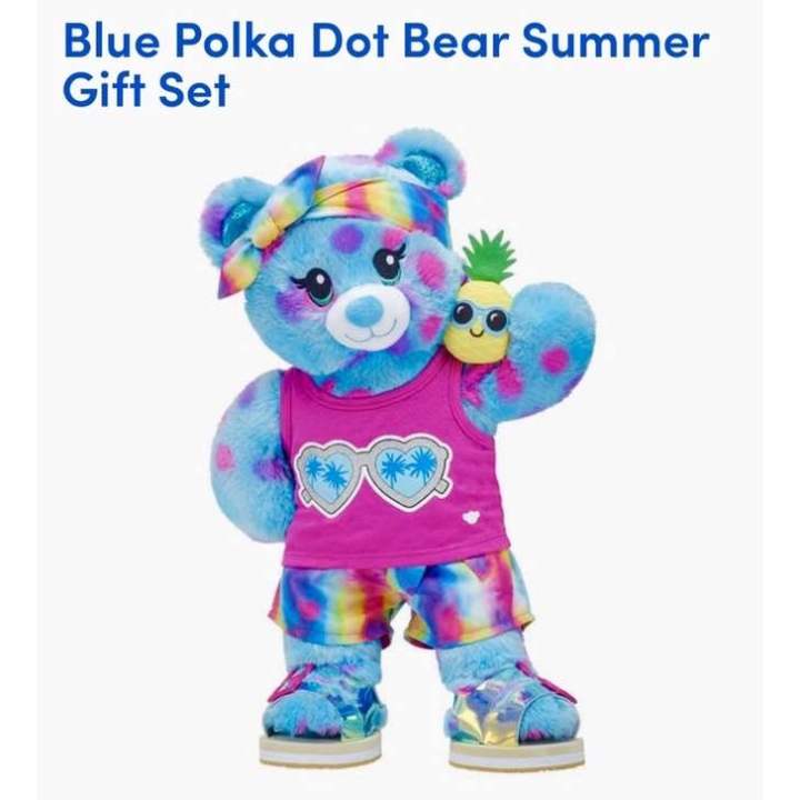 ตุ๊กตาบิ้วอะแบร์-summer-หมีปะการัง-polkadot-รุ่นใหม่-build-a-bear-workshop-สินค้ามือสองสภาพดีนำเข้าจากอเมริกาแท้