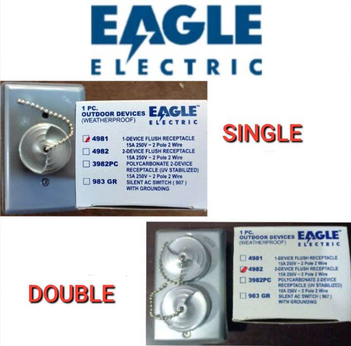 EAGLE WEATHERPROOF OUTLET SINGLE (4981) / DOUBLE (4982) MOUNTED ...