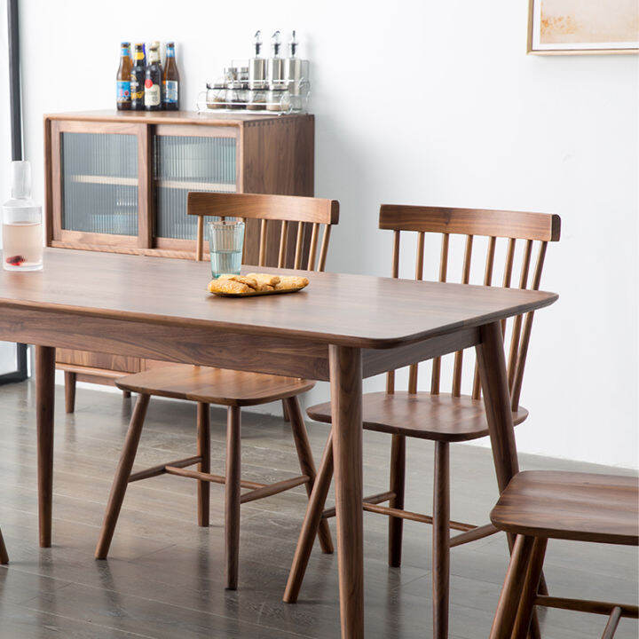 Nordic Simple Solid Wood Dining Table Black Walnut Wood Table Small