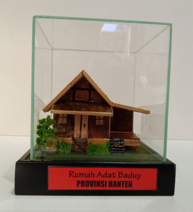 Miniatur Rumah Adat Badui Provinsi Banten Ukuran Kemasan Kaca