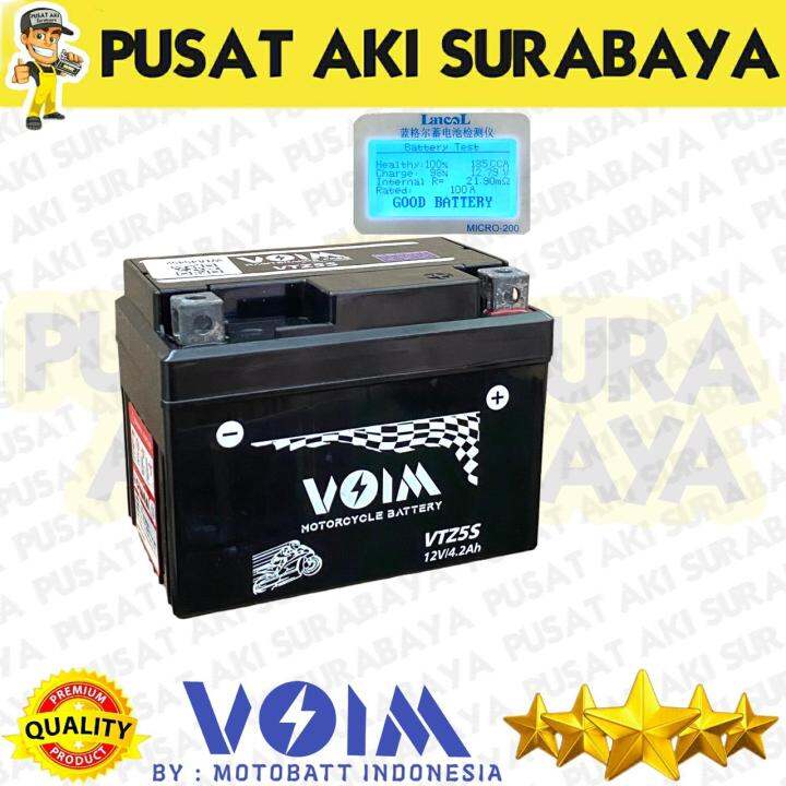 ACCU KERING MOTOR AKI VOIM VTZ5S UNTUK SEPEDA MOTOR MATIC HONDA YAMAHA