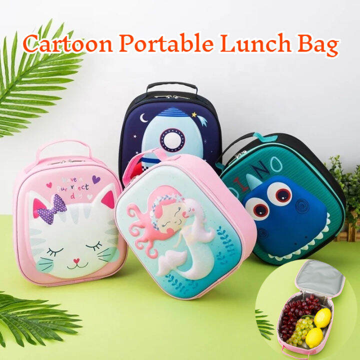 Kids Lunch Bag Cartoon Tote Portable Insulated Box Thermal Cold Food
