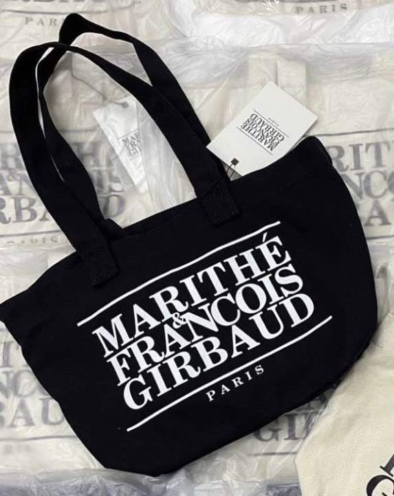 mari-bag-กระเป๋าผ้าแคนวาส-สกรีนลายโลโก้แบรนด์ดังเกาหลี