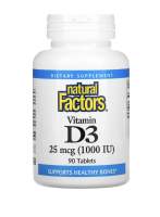 Natural Factors, Vitamin D3 1000 IU (25 mcg), Supports Strong Bones, Muscles and Immune Function, 90 Tablets