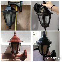 (OYS) โคมไฟผนังหกเหลี่ยม Vintage Outdoor luminaires สีดำ (โคมเปล่า ไม่มีหลอด)