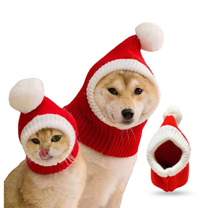 Dogs Cats Christmas Hat Knitted Dog Santa Hat Pet Caps with Pompon Cute  Costumes Santa Outfit for Pet Small Dog Cat Puppy Christmas Supplies |  