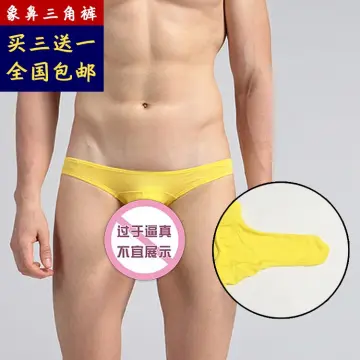 Buy Yellow Sexy Mens Briefs Underwear Penis Sheath Cover Up
