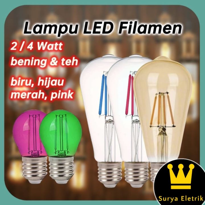 LAMPU FILAMEN LED EDISON CAFE 4W ST64 G45 / 4 WATT / 2 WATT / FILAMEN ...