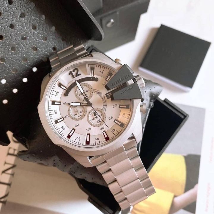 นาฬิกา-diesel-mens-mega-chief-chronograph-silver-tone-stainless-steel-watch-dz4501