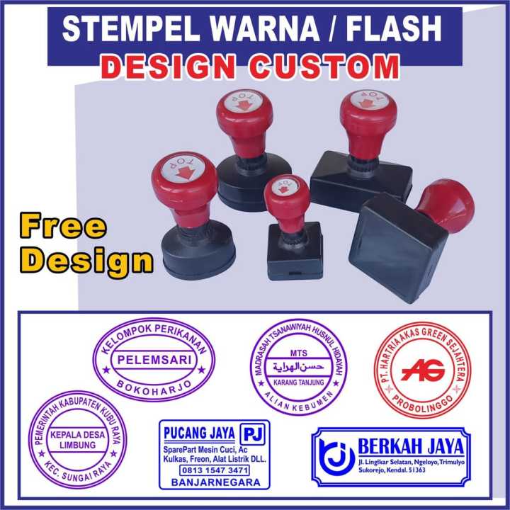 Stempel Flash Warna Otomatis Custom Design Lazada Indonesia