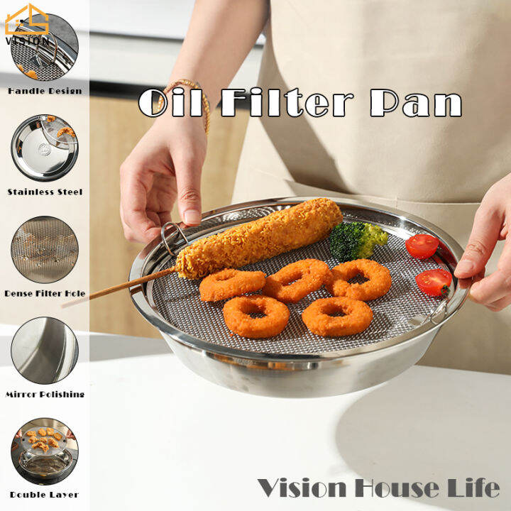 Vision 304 Stainless Steel Basin with Oil Strainer Sieve Oil Frying