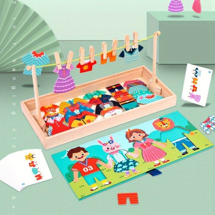 Montessori Toys For Boys Gifts Mix 'n Match Wooden Family DressUp