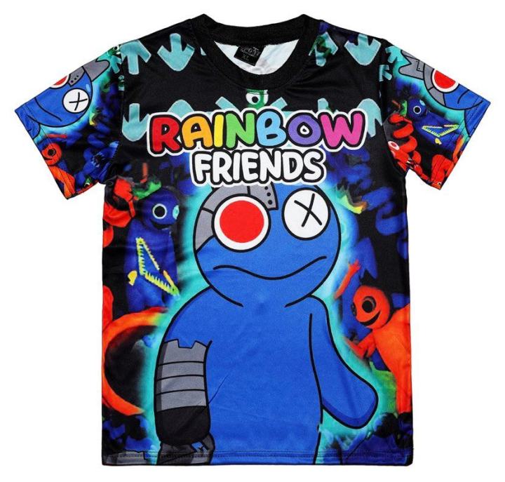 Roblox Rainbow Friends Print Kids Boys Short Sleeve Tee Shirt Cartoon  Graphic T-shirts Crew Neck Tops 5-9 Years