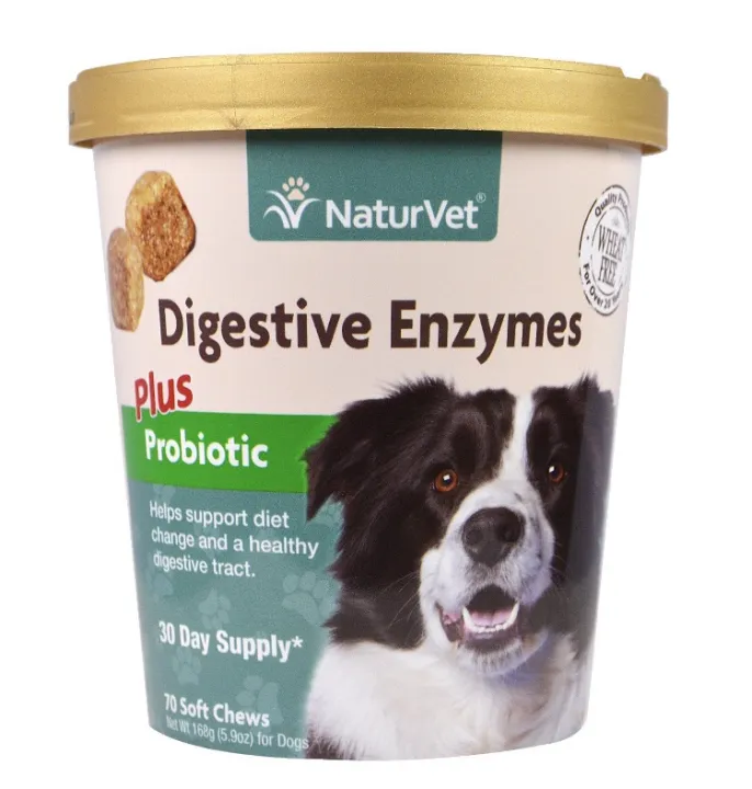Authentic NaturVet Digestive Enzyme plus Probiotic for Dogs 70 chewable
