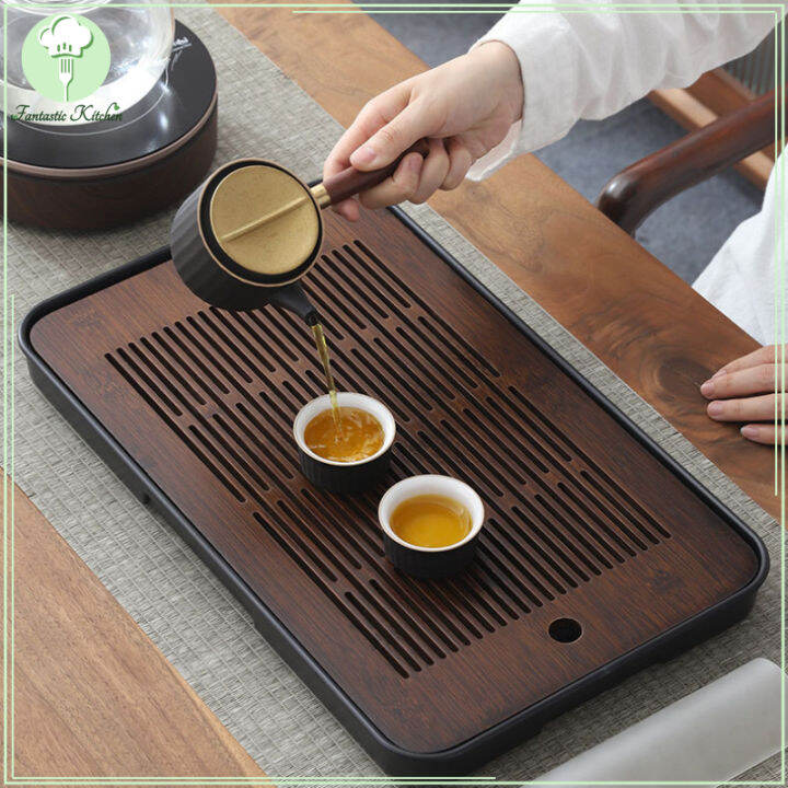 Bamboo Tea Tray Kung Fu Tea Set Tea Ceremony Tray Water Storage Drainage Tea Serving Tray