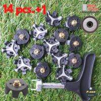 ปุ่มรองเท้ากอล์ฟ 14-16 pcs.แบบเกลียวเหล็กหมุน+ตัวไขปุ่ม spikes stud golf shoes Small metal thread insert system.