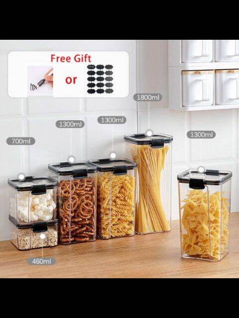 1800/1300/700/460ML Transparent Sealed Jars Can Hold Pasta Cereal Food ...