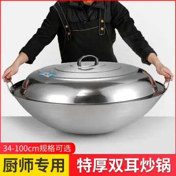 Non-magnetic Stainless Steel Wok Extra Large Ears Round Bottom