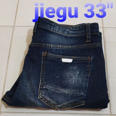 ยีนส์ใหม่ยี่ห้อ jiefu เอว 33 นิ้ว