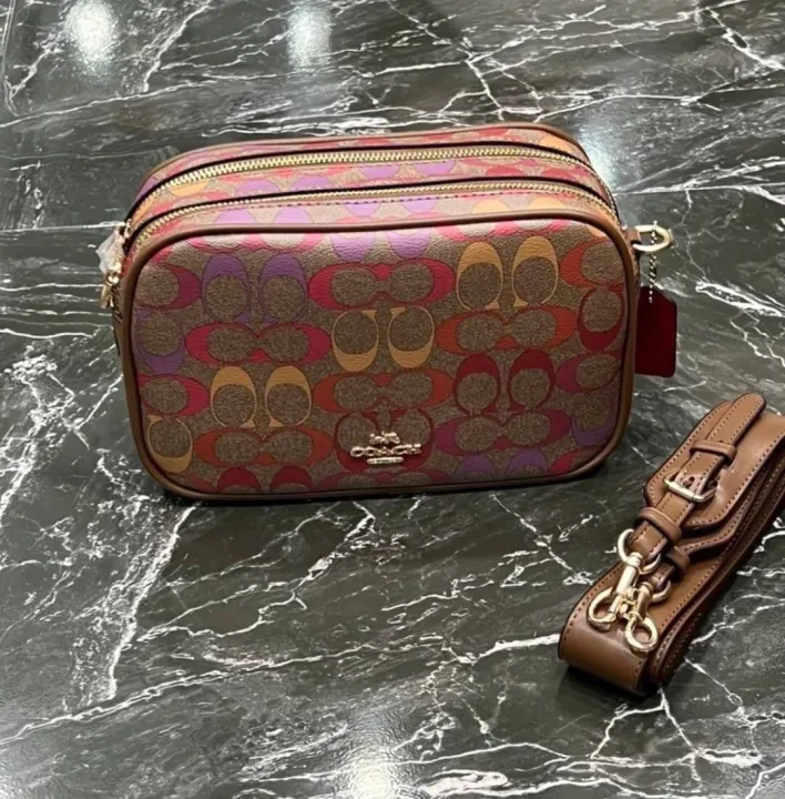 JES CROSSBODY 20 IN RAINBOW SIGNATURE CANVAS (COACH C1308) Lazada.co.th