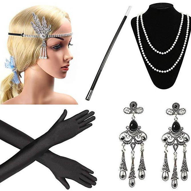 1920s Great Gatsby Accessories Set Flapper Headband Costume | Lazada