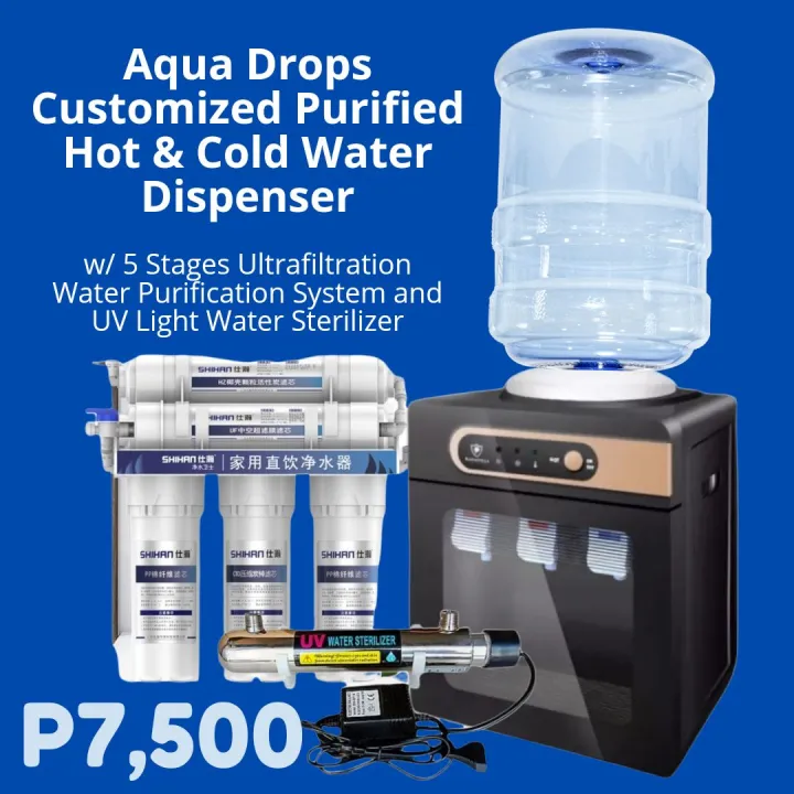 Aqua Drops Customized Purified Hot & Cold Water Dispenser w/ 5 Stage