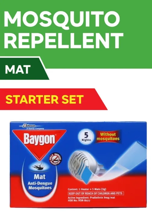 BAYGON ANTI DENGUE MOSQUITO MAT (5MATS) WITH 1 BAYGON HEATER DEVICE