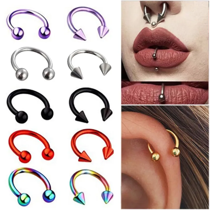 Stainless Steel Horseshoe Nose Ring Fashion Cone Spike C Nose Clip For ...