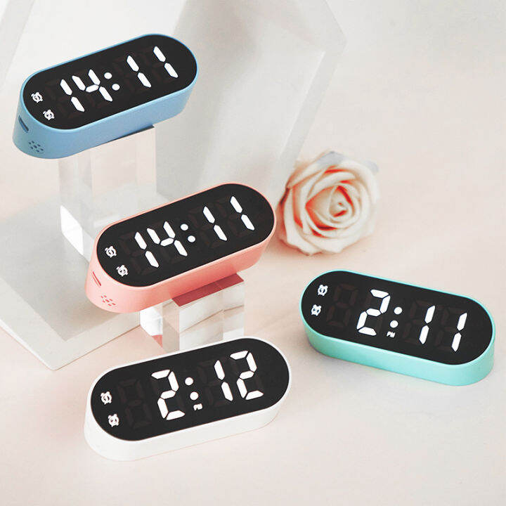 Electronic Digital Clock LED Alarm Clock Date Temperature Display ...