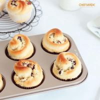 Chefmade พิมพ์ Muffin พิมพ์มัฟฟิน non-stick WK9067 ถาดอบมัฟฟินเค้ก 6  (สีทองแชมเปญ) WK9020