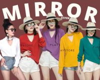 ?Mirrorsister เสื้อแขนยาวสไตล์classy คอวีสามเหลี่ยม