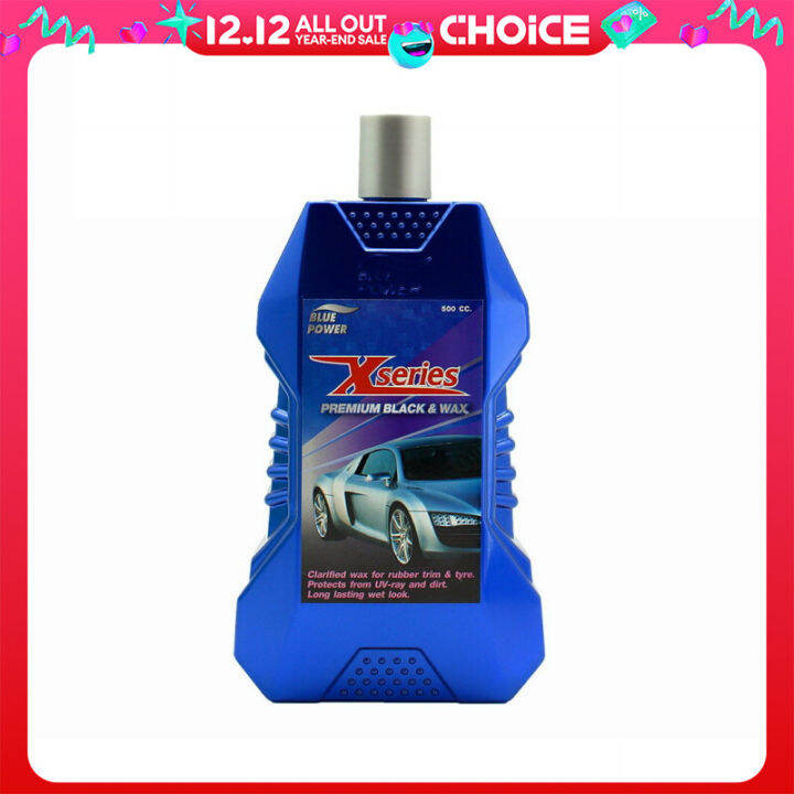 Blue Power XSeries ผลิตภัณฑ์เคลือบเงายาง Premium Black & Wax 500 ML