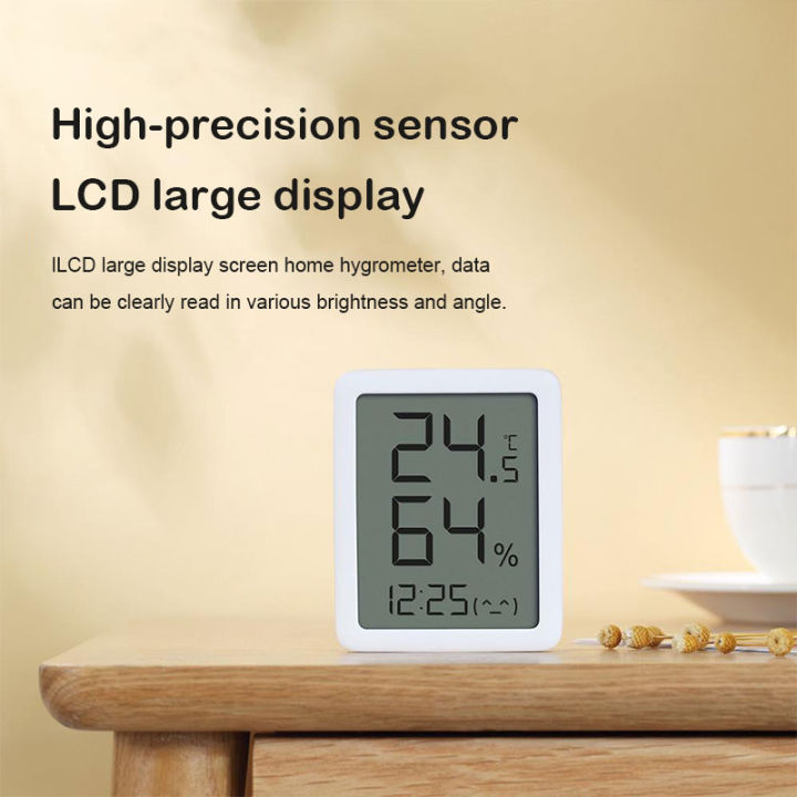 WiFi Smart Thermometer Wall-Mounted Hygrometer Thermometer, Humidity Temperature Gauge with Remote Monitor, Large LCD Display, White, Size: 64 x 64 x