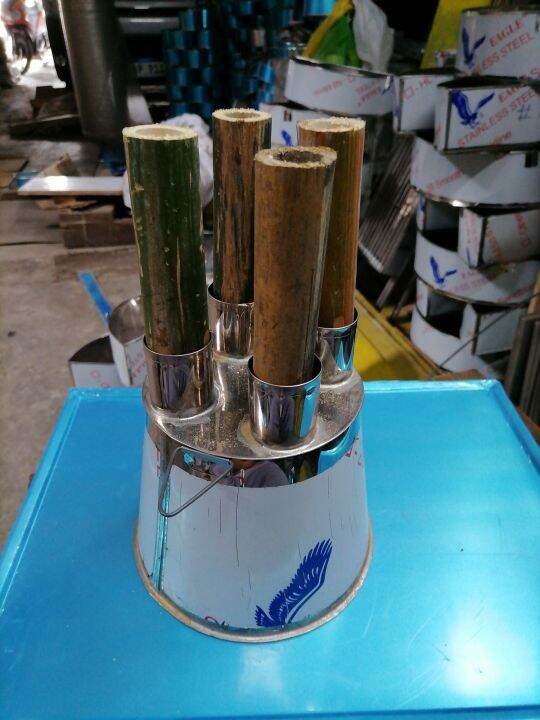 4 holes Puto bumbong steamer stainless with 4 bamboo tube Lazada PH