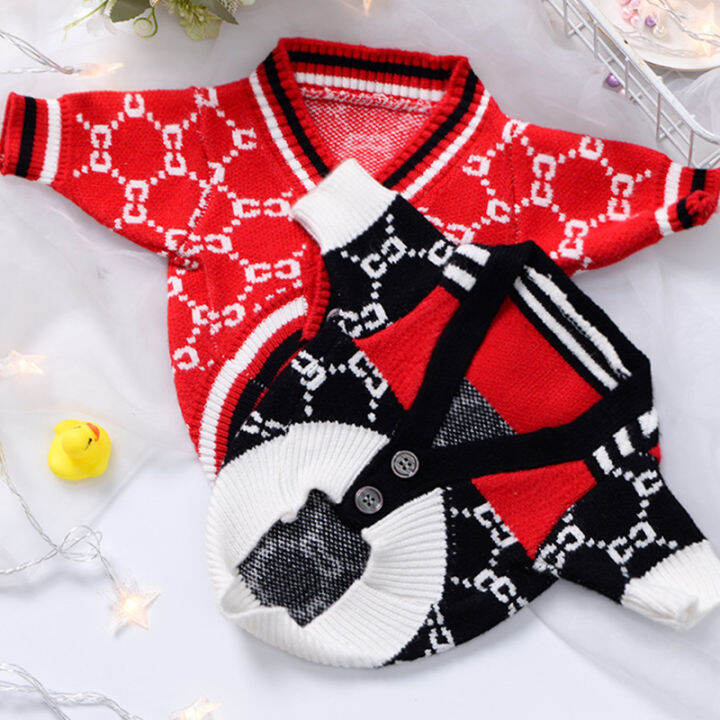 Dog Clothes Autumn and Winter Cat Pet Sweater Cardigan Schnauzer Teddy