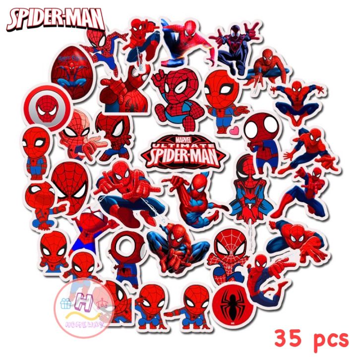 sticker-สติ๊กเกอร์-spider-man-h-102-สไปเดอร์แมน-35ชิ้น-spiderman-marvel-มาเวล-spider-man-ironman-ไอรอนแมน-สไปเดอแมน-ฮัค-man-ฮัค-hulk